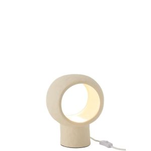TABLE LAMP CIRCLE GLASS GLOBE STONEWARE BEIGE