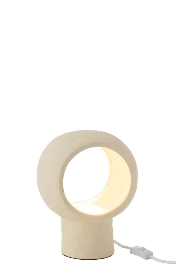 TABLE LAMP CIRCLE GLASS GLOBE STONEWARE BEIGE