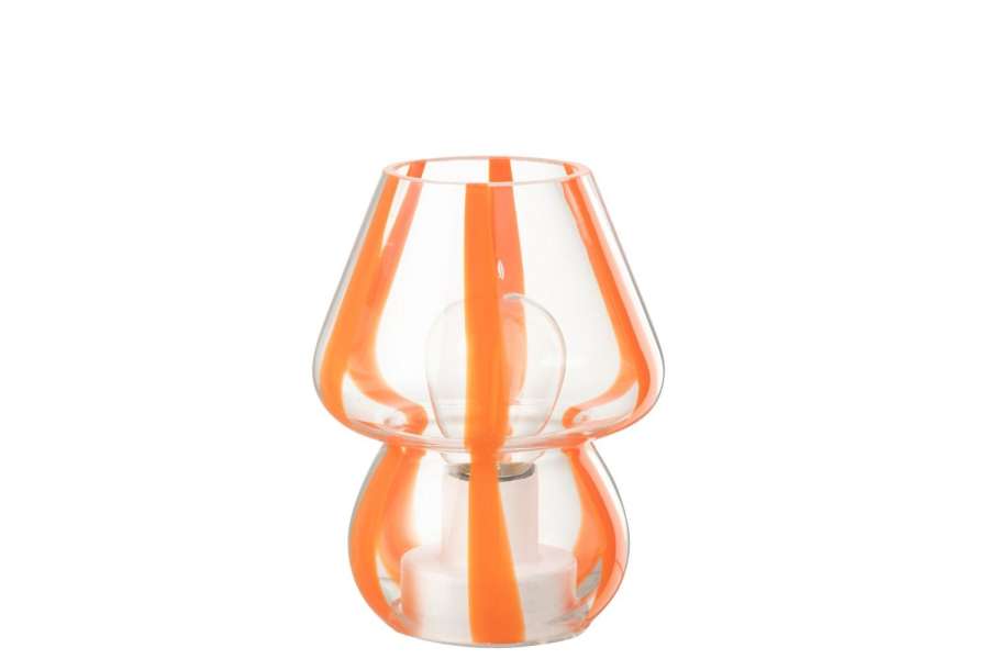 TABLE LAMP STRIPES GLASS TRANSPARENT/ORANGE SMALL