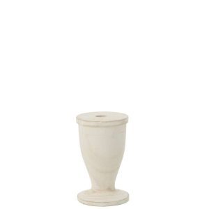 CANDLE HOLDER WOOD WHITE LARGE