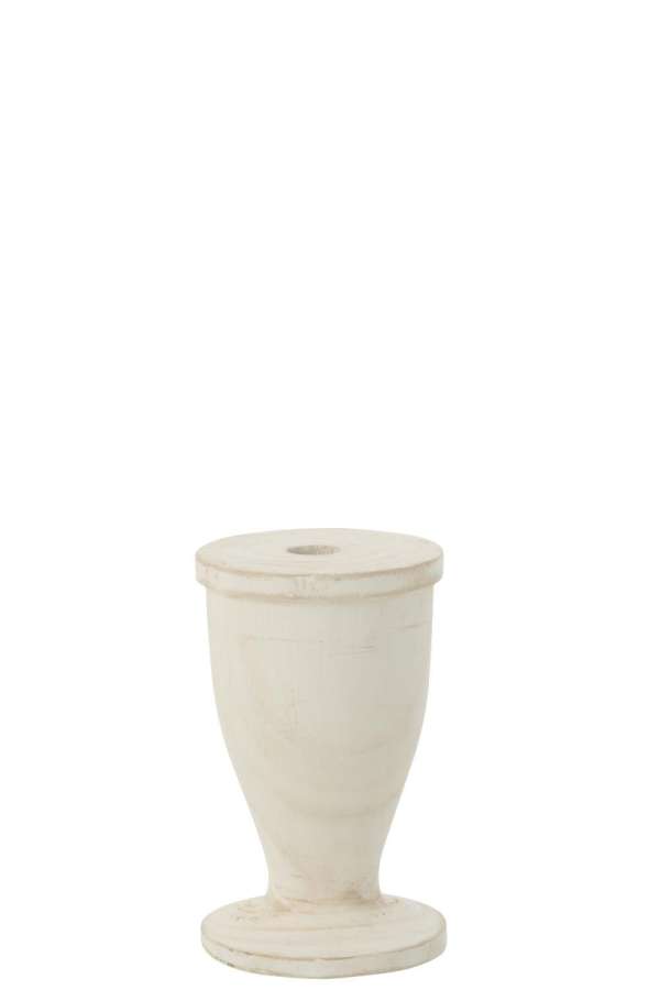 CANDLE HOLDER WOOD WHITE LARGE