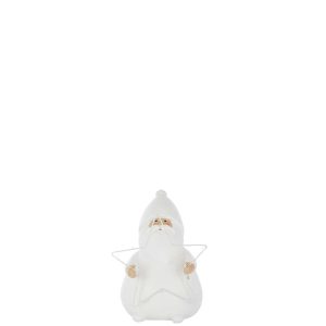 SANTA CLAUS LED STAR POLYRESIN WHITE SMALL
