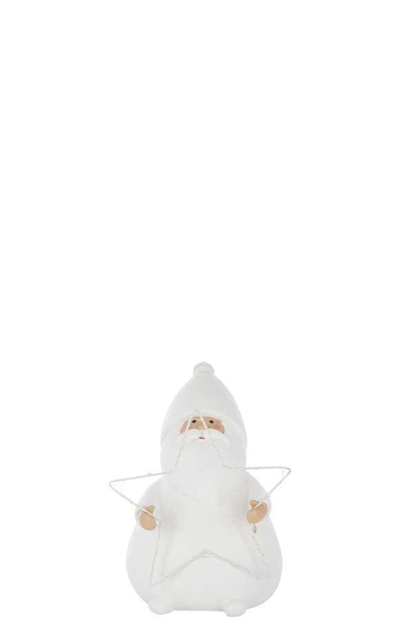 SANTA CLAUS LED STAR POLYRESIN WHITE SMALL