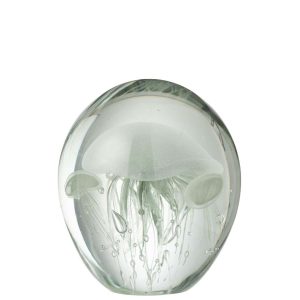 PAPERWEIGHT CALYPSO GLASS TRANSPARENT/GREEN LARGE