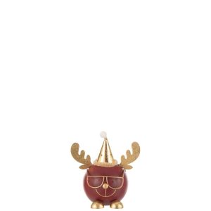 REINDEER ROUND FACE+GLASSES METAL RUST/GOLD SMALL