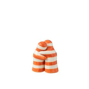 SALT&PEPPER GRANADA STRIPES CERAMIC WHITE/ORANGE
