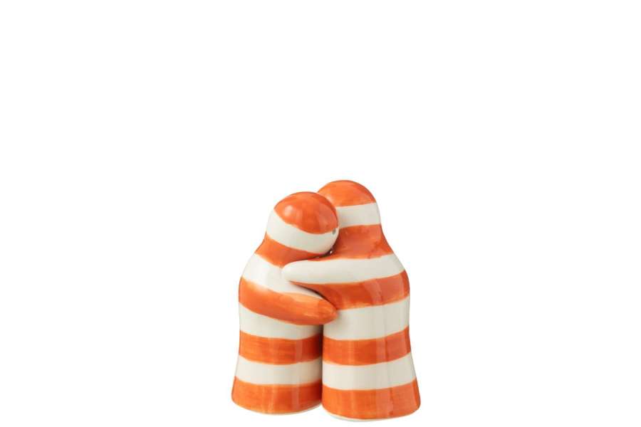 SALT&PEPPER GRANADA STRIPES CERAMIC WHITE/ORANGE
