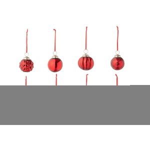 BOX OF 40 CHRISTMAS BAUBLE 8 PATTERNS GLASS CHRISTMAS RED