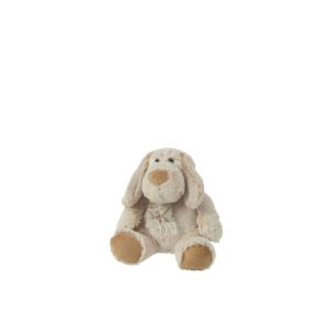 DOG+SCARF SITTING PLUSH POLYESTER BEIGE/BROWN SMALL