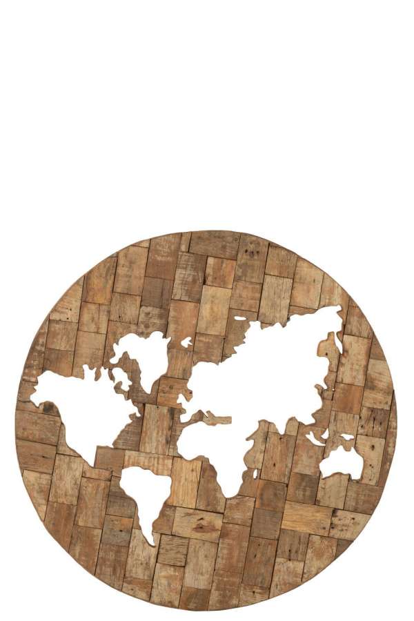 WALL ORNAMENT MAP WOOD BROWN