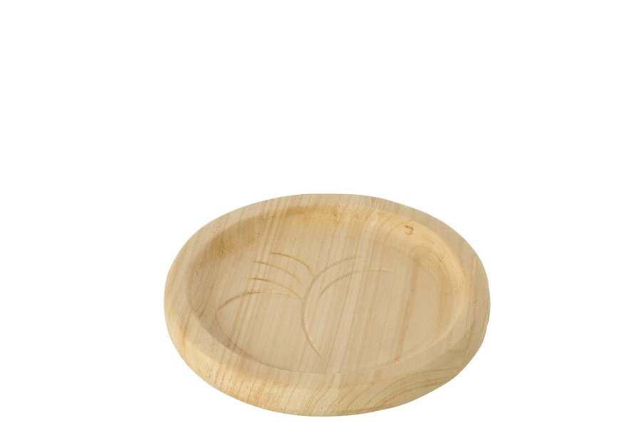 DECORATIVE TRAY LEAF PAULOWNIA WOOD NATURAL SMALL