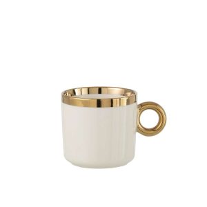 BOX OF 1 MUG CERAMIC WHITE/GOLD