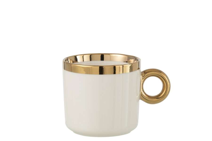 BOX OF 1 MUG CERAMIC WHITE/GOLD