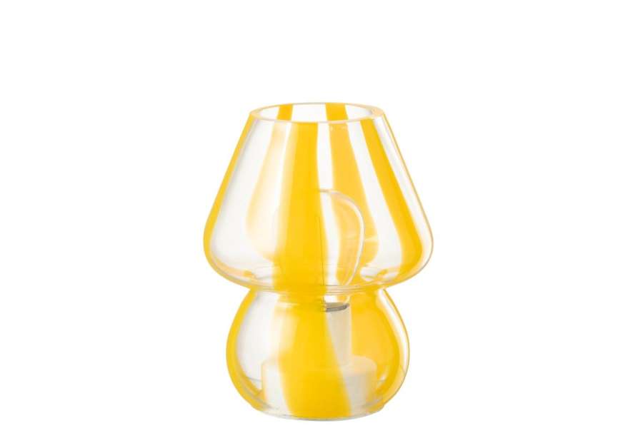TABLE LAMP STRIPES GLASS TRANSPARENT/YELLOW SMALL