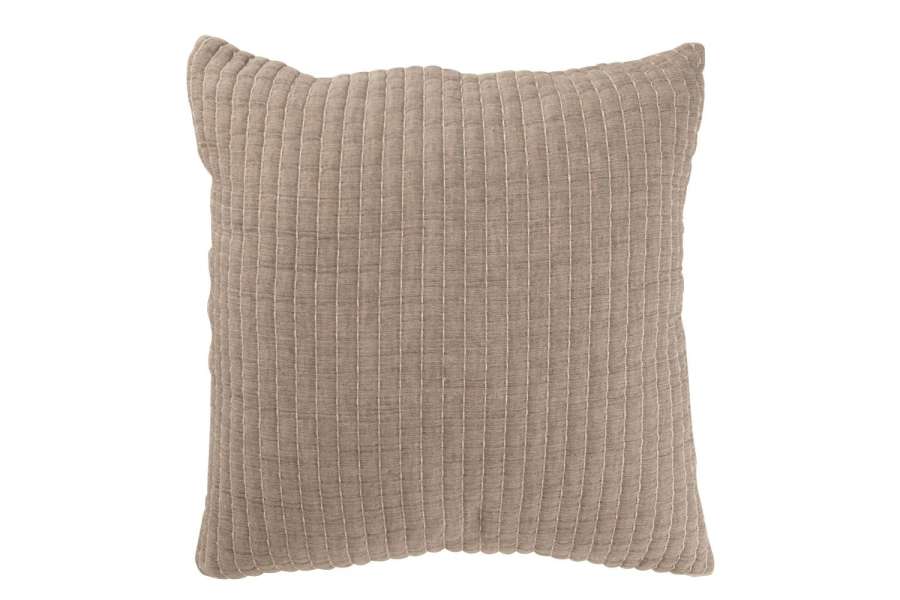 CUSHION TEDDY LINES STITCHING COTTON/POLYESTER GREY