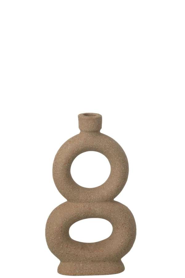 VASE SOLIFLORE 2 RINGS STONEWARE TAUPE LARGE