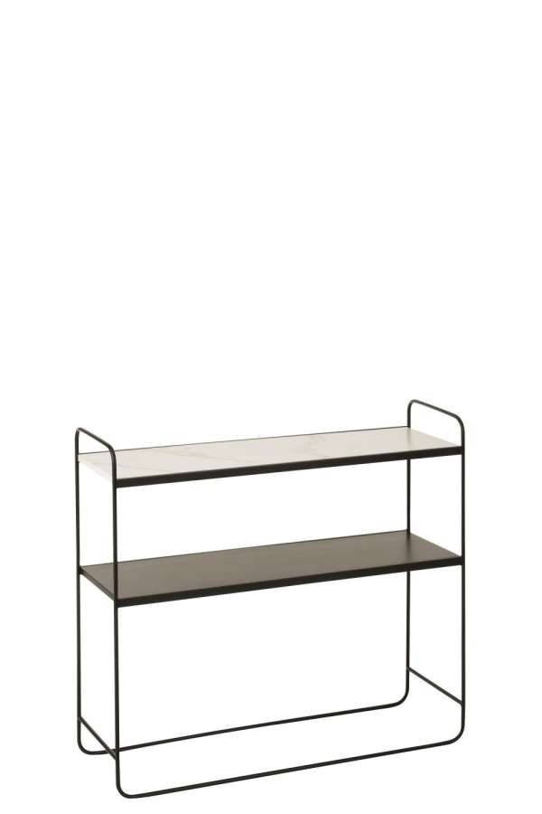 CONSOLE MARBLE 2 PLANKS MDF/IRON BLACK