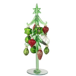 CHRISTMAS TREE +BALLS GLASS DARK GREEN/CHRISTMAS RED