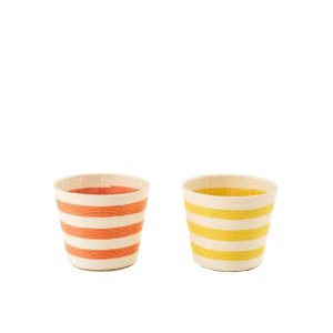 FLOWERPOT STRIPED PAPER YELLOW/ORANGE MEDIUM ASSORTMENT OF 2