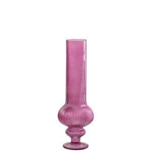 VASE ADA RIBBED GLASS FUCHSIA MEDIUM