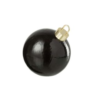 CHRISTMAS BAUBLE LED GLASS BLACK MEDIUM