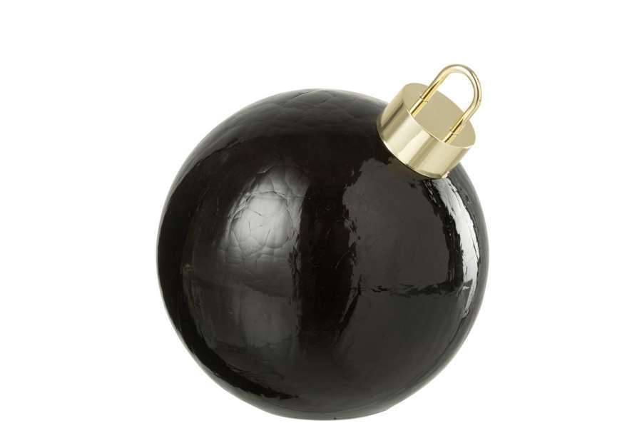CHRISTMAS BAUBLE LED GLASS BLACK MEDIUM