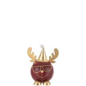 REINDEER ROUND FACE+GLASSES METAL RUST/GOLD LARGE