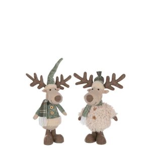 MOOSE SCARF POLYESTER OFF-WHITE/GREEN ASSORTMENT OF 2