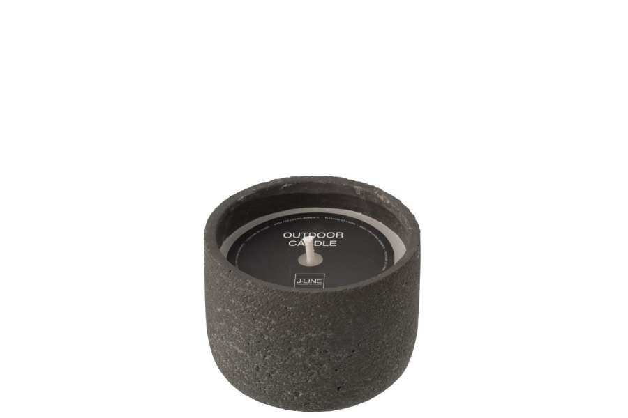 OUTDOOR CANDLE 16H ROUND PARAFFIN DARK GREY SMALL