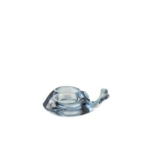 CANDLE HOLDER WHALE GLASS BLUE