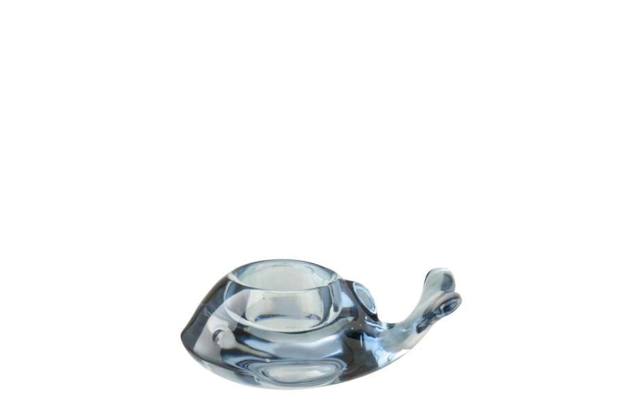 CANDLE HOLDER WHALE GLASS BLUE