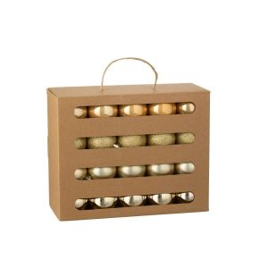 BOX OF 40 CHRISTMAS BAUBLE PLASTIC GOLD COLORED