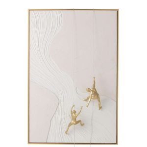 PAINTING MEN HANGING RECTANGLE ACRYLIC WHITE/GOLD COLORED