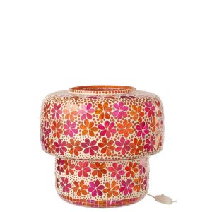 TABLE LAMP MOSAIC GLASS DARK PINK/ORANGE LARGE