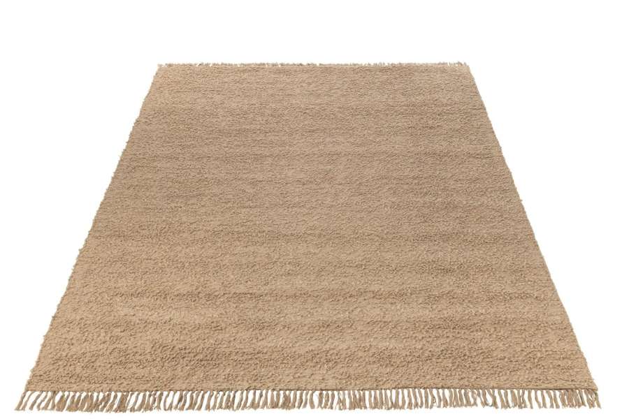 RUG RECTANGLE+FRINGES COTTON/POLYESTER DARK BEIGE