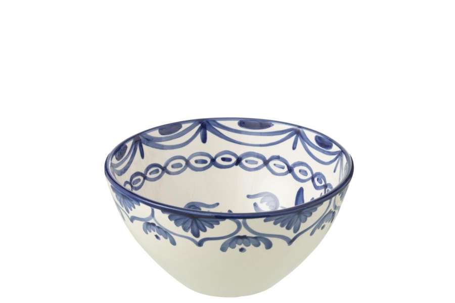 BOWL GRANADA HIGH CERAMIC WHITE/COBALTO BLUE MEDIUM