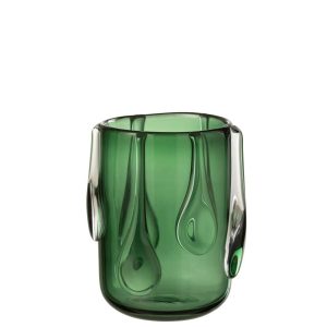 VASE DRIPPY GLASS GREEN SMALL