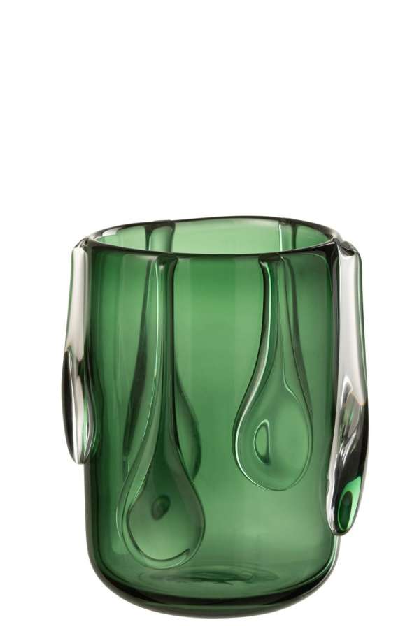 VASE DRIPPY GLASS GREEN SMALL