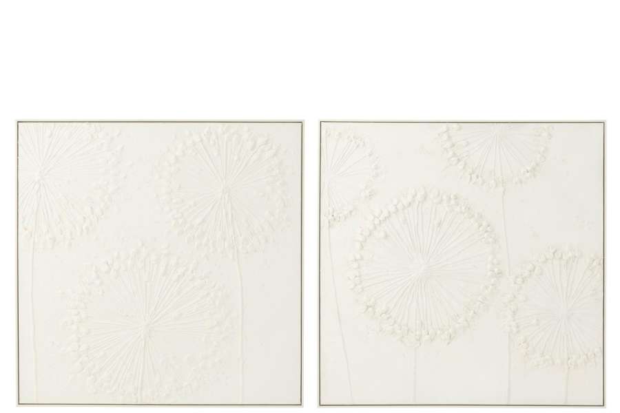 PAINTING DANDELION ACRYLIC ECRU ASSORTMENT OF 2