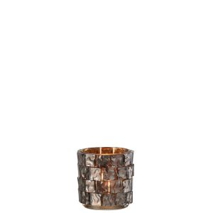 HURRICANE SQUARE MOSAIC GLASS BROWN LARGE