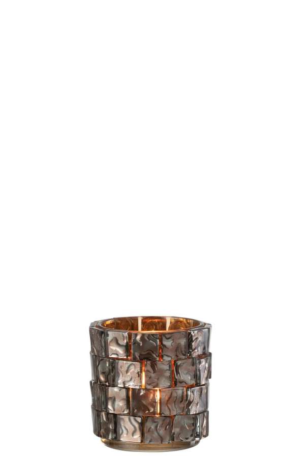 HURRICANE SQUARE MOSAIC GLASS BROWN LARGE