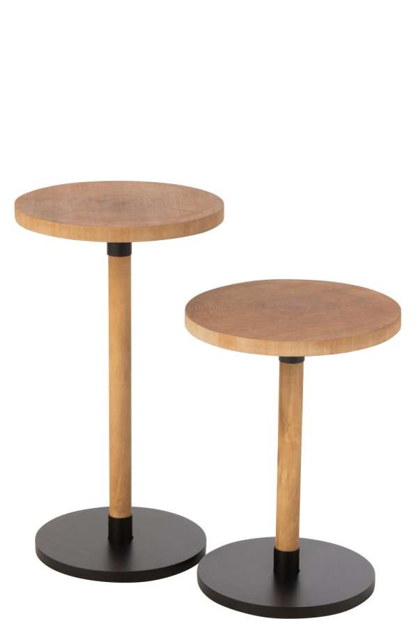SET OF 2 SIDE TABLES RON MDF/PINEWOOD NATURAL BLACK