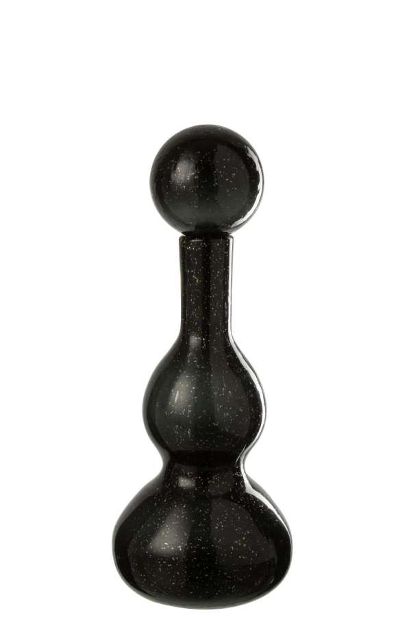 BOTTLE + STOP CAROL GLASS BLACK SMALL