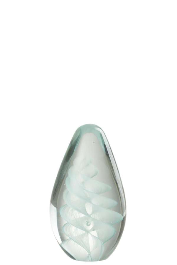 PRESSE-PAP SPIRALE VERRE CYAN LARGE