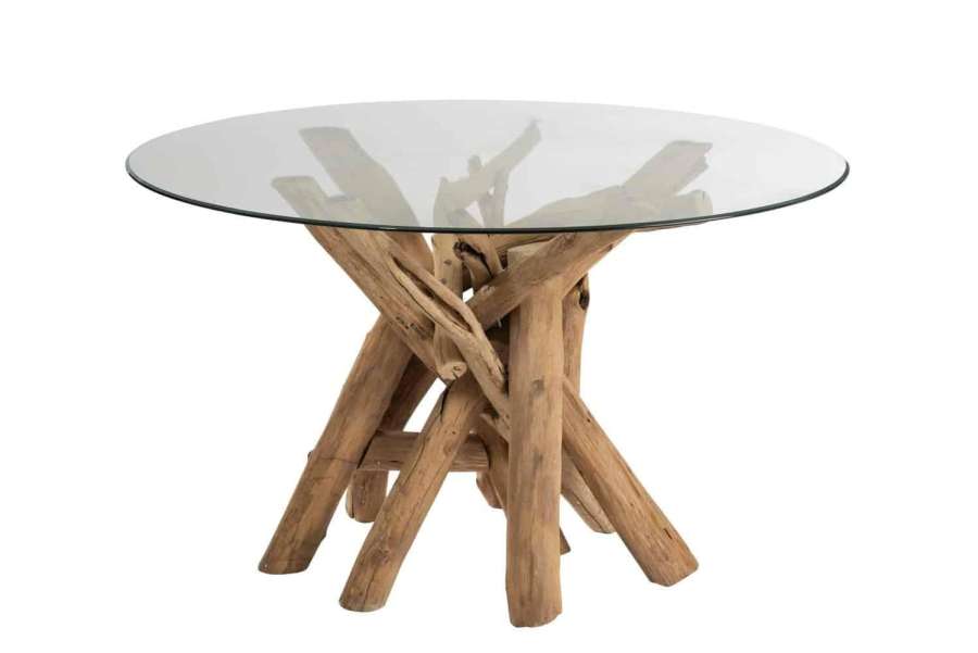 TABLE ROUND BRANCH WOOD/GLASS NATURAL