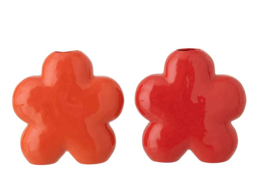 VASE FLOWER PORCELAIN ORANGE/RED LARGE ASSORTMENT OF 2