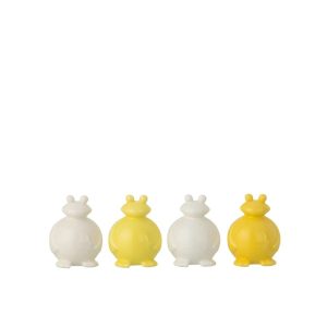 FROG PORCELAIN WHITE/YELLOW SMALL ASSORTMENT OF 4