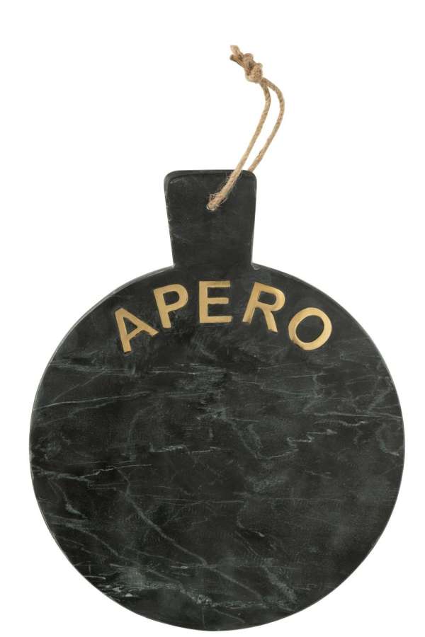 CHEESE BOARD ROUND MARBLE BLACK/GOLD COLORED