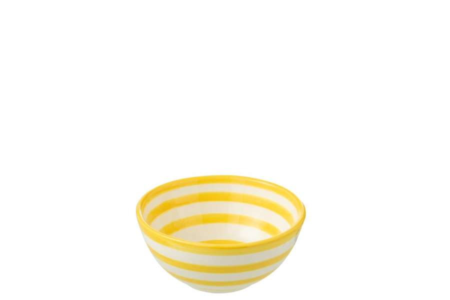 BOWL GRANADA STRIPES HIGH CERAMIC WHITE/YELLOW SMALL