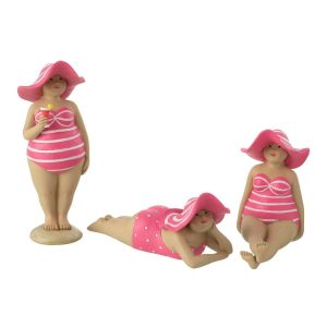 BEACH LADY HAT POLYRESIN PINK ASSORTMENT OF 3